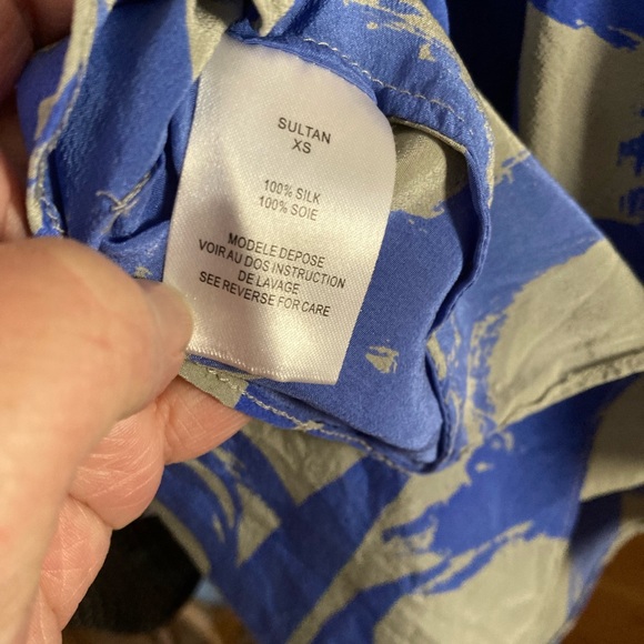 April May Silk Blue & Gray scoop neck & back Peplum tank top XS - Picture 7 of 11